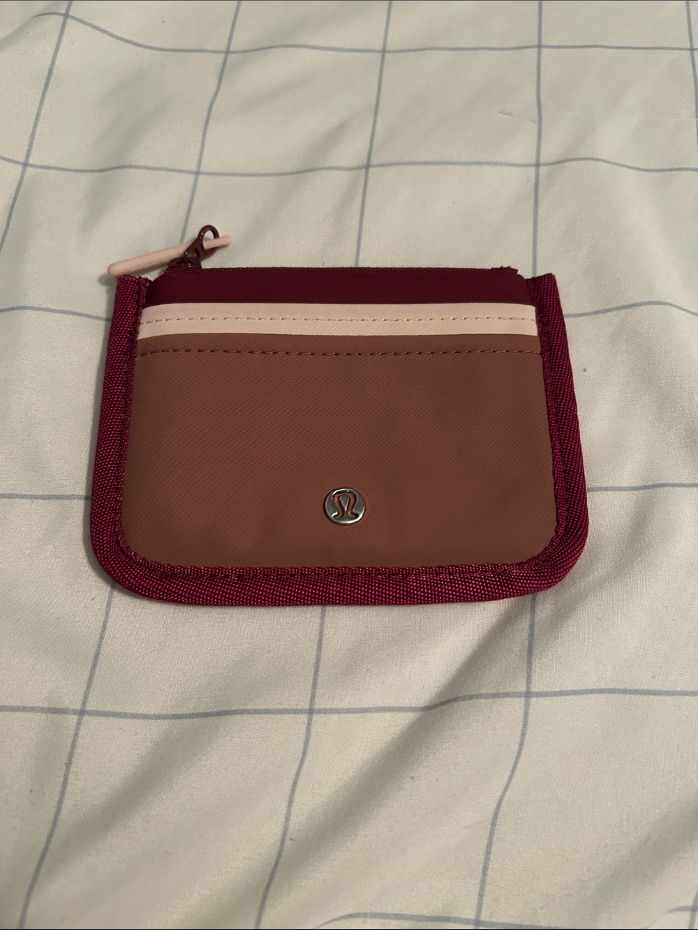 lululemon athletica Tricolor Compact Card Pouch in Burgundy, Brown & Light Pink